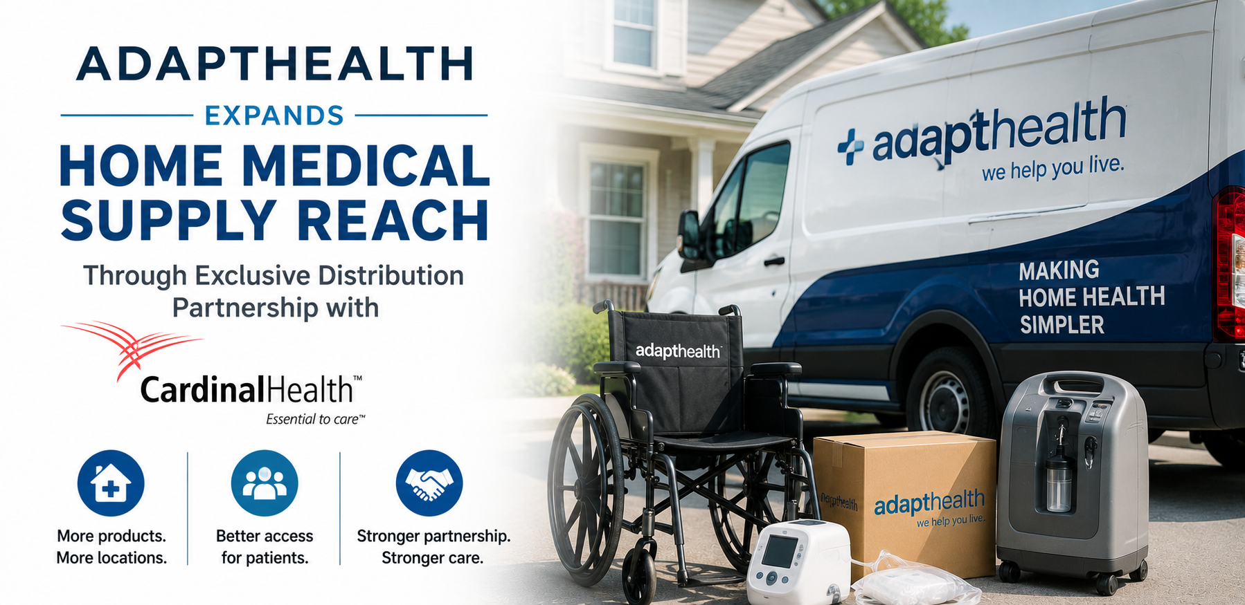 AdaptHealth Expands Home Medical Supply Reach Through Exclusive Distribution Partnership with Cardinal Health