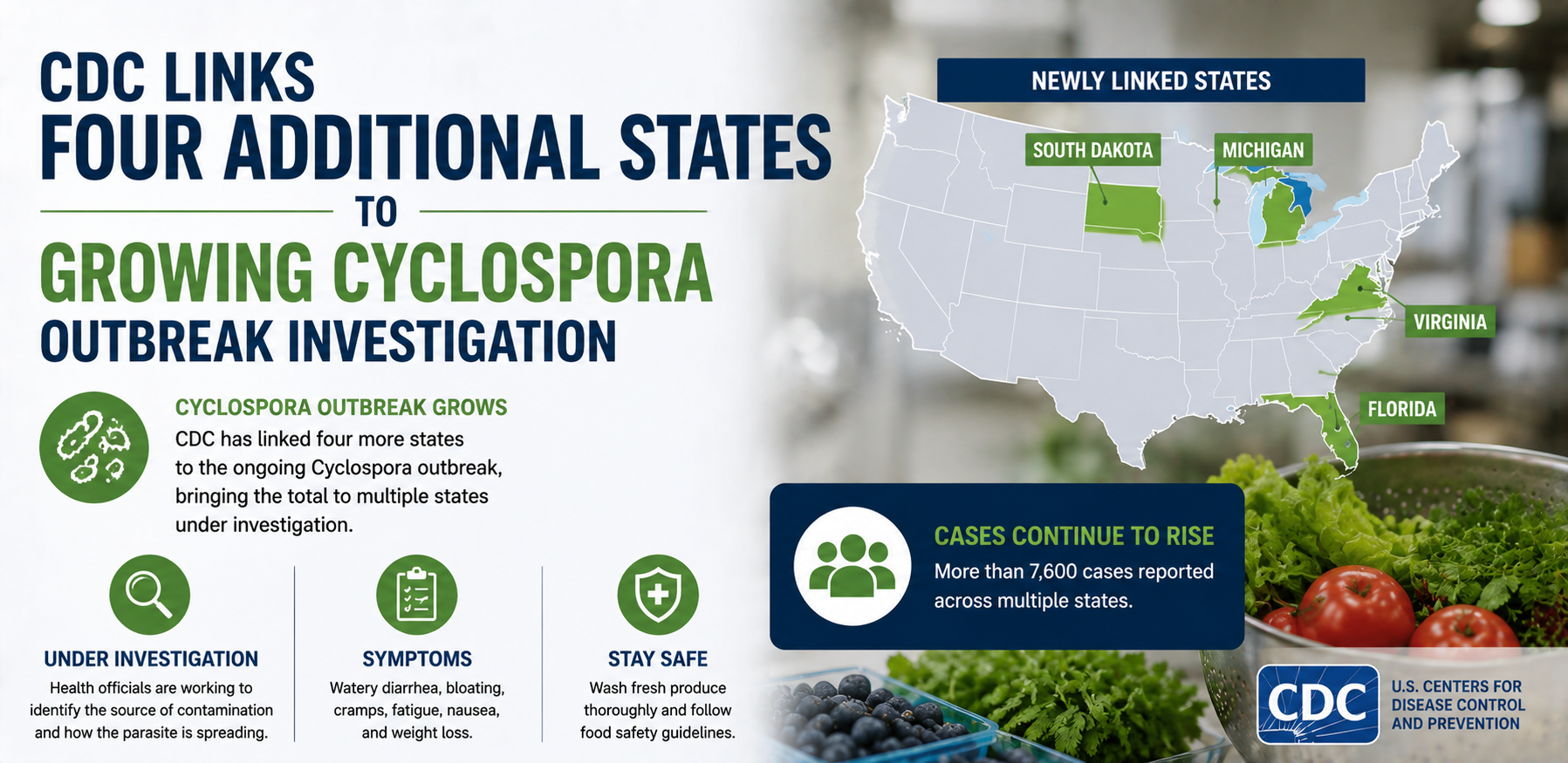 CDC Links Four Additional States to Growing Cyclospora Outbreak Investigation