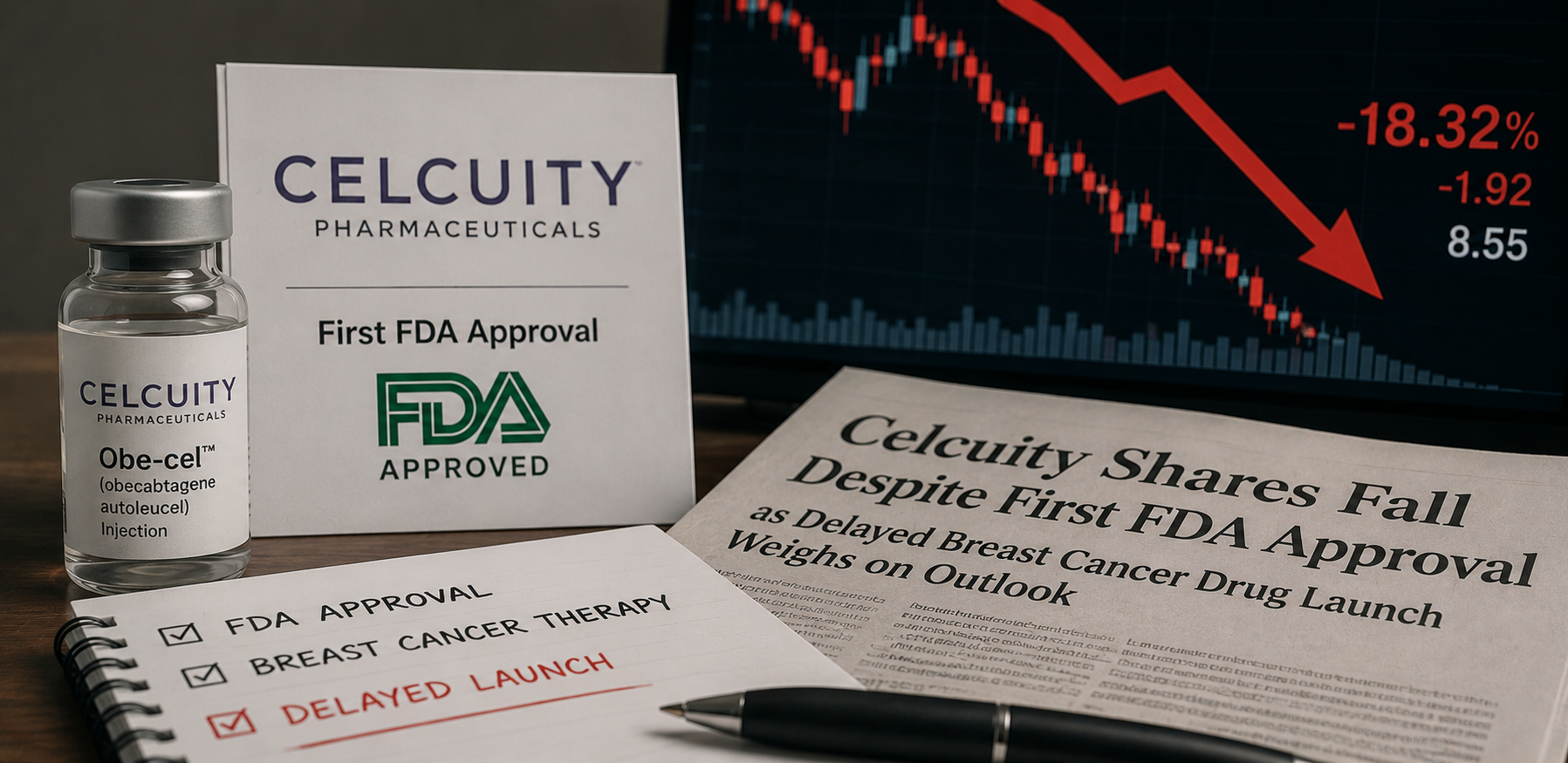 Celcuity Shares Fall Despite First FDA Approval as Delayed Breast Cancer Drug Launch Weighs on Outlook