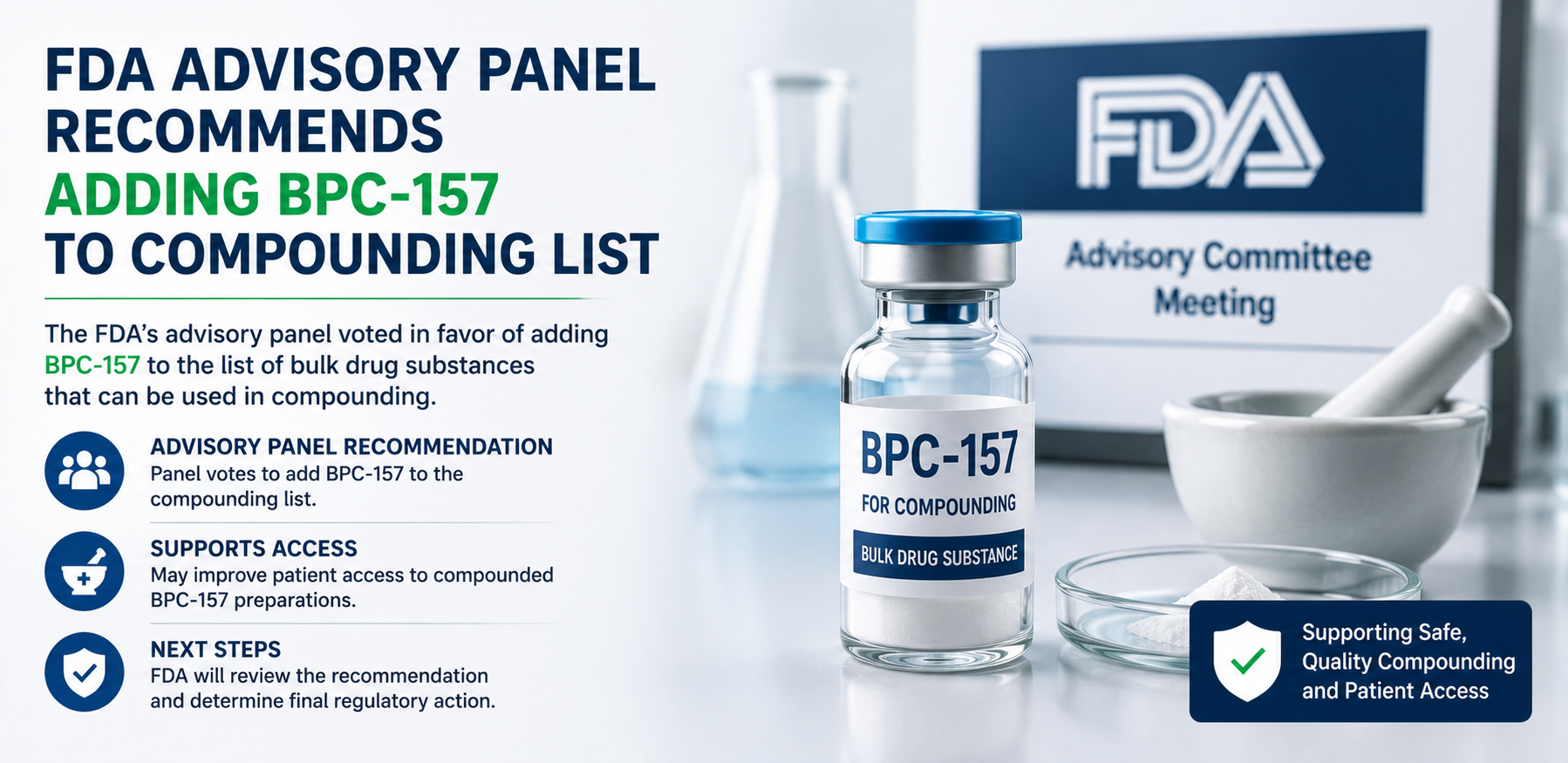 FDA Advisory Panel Recommends Adding BPC-157 to Compounding List
