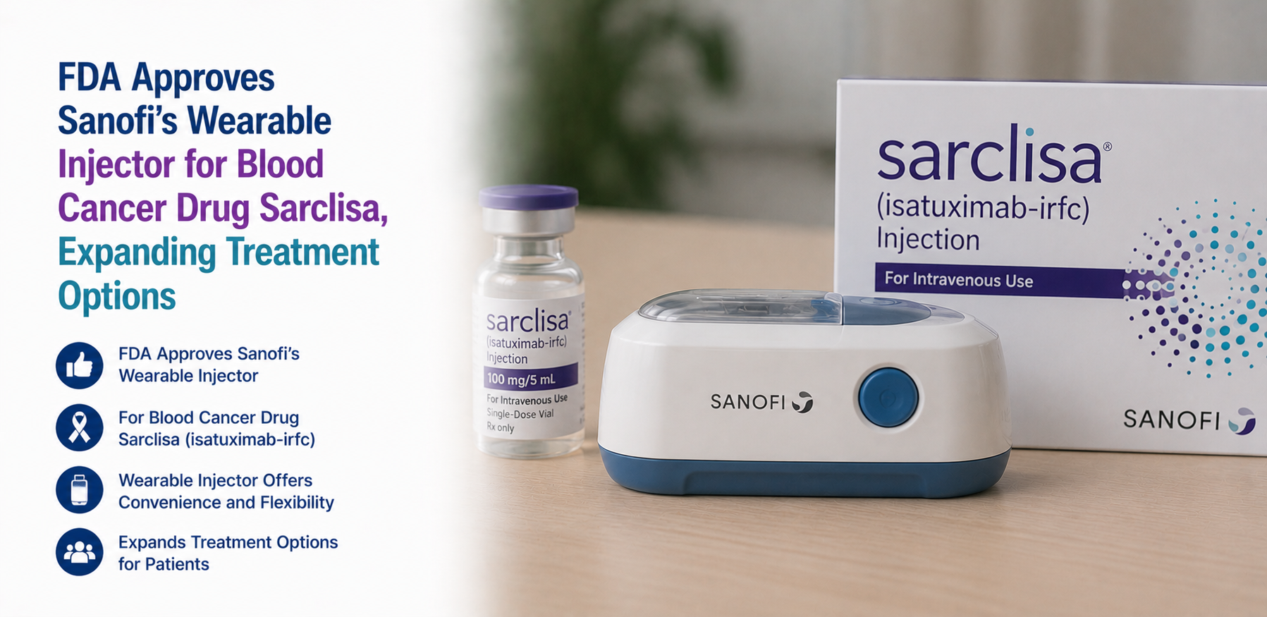 FDA Approves Sanofi's Wearable Injector for Blood Cancer Drug Sarclisa, Expanding Treatment Options