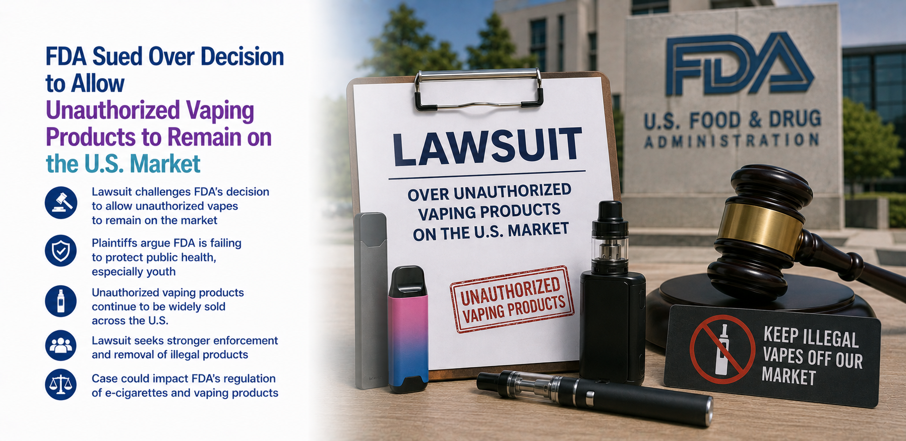 FDA Sued Over Decision to Allow Unauthorized Vaping Products to Remain on the U.S. Market
