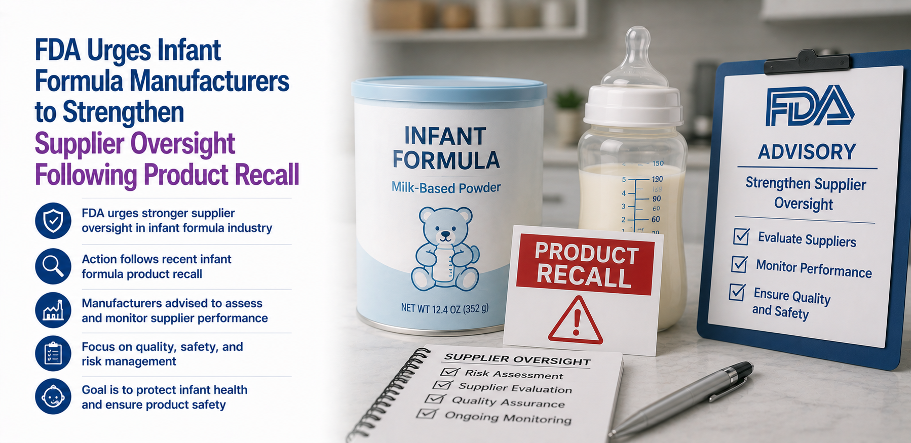 FDA Urges Infant Formula Manufacturers to Strengthen Supplier Oversight Following Product Recall