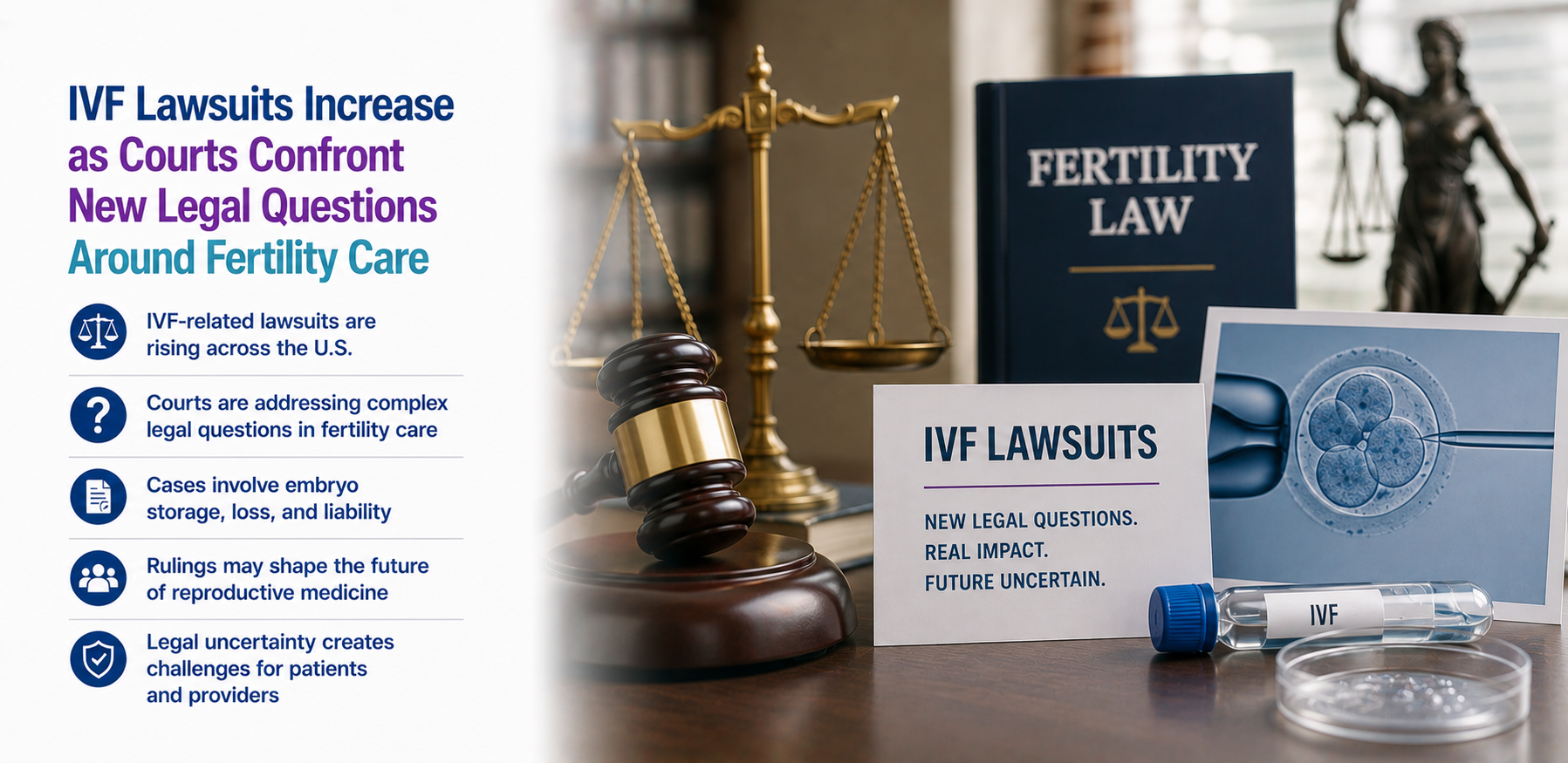 IVF Lawsuits Increase as Courts Confront New Legal Questions Around Fertility Care