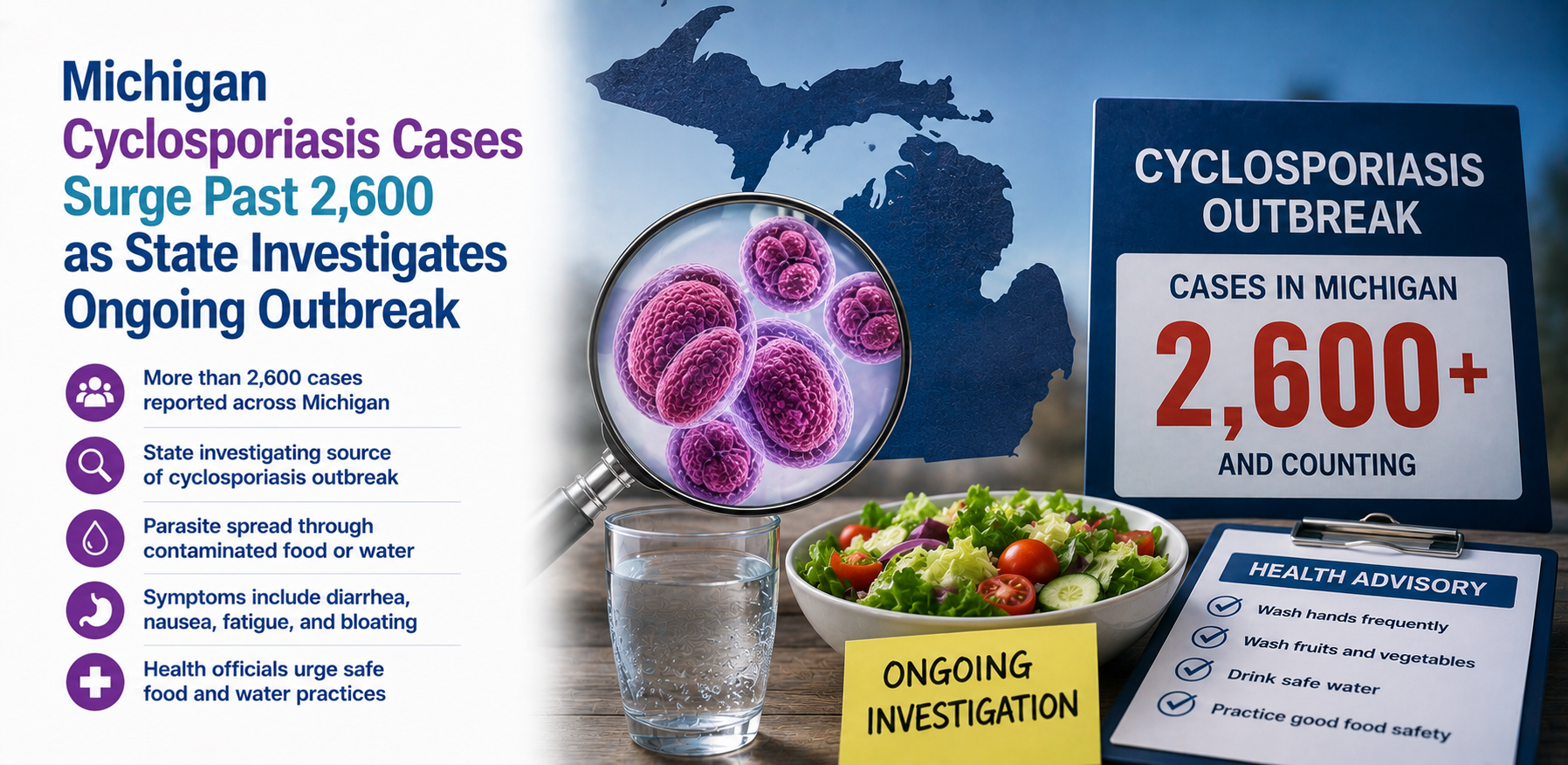 Michigan Cyclosporiasis Cases Surge Past 2,600 as State Investigates Ongoing Outbreak