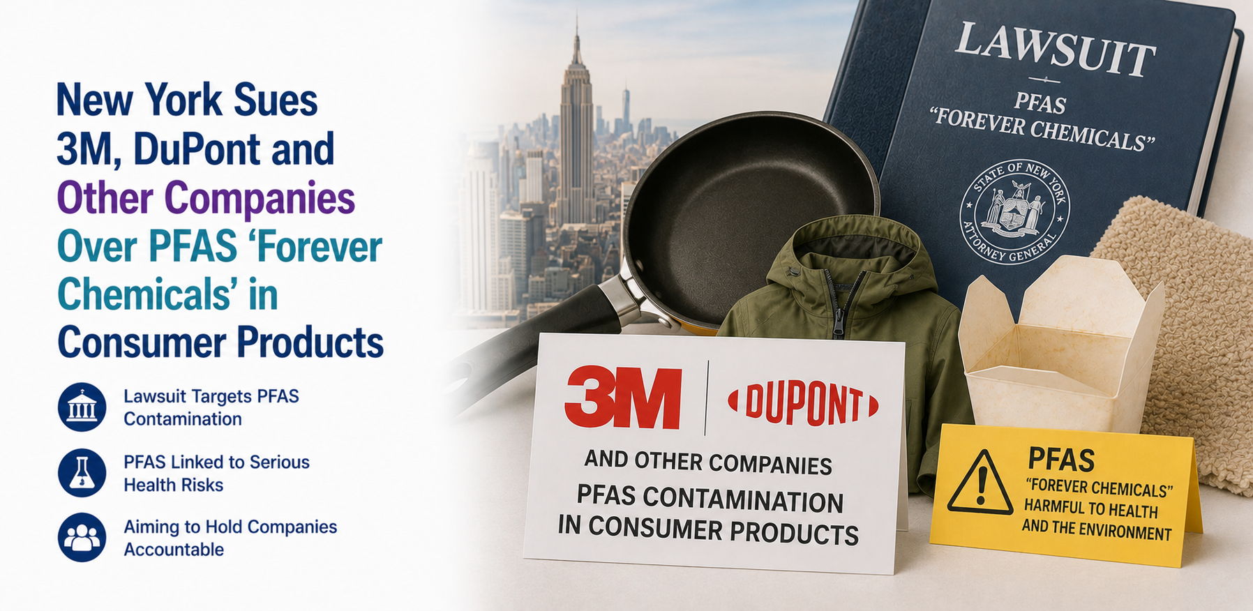 New York Sues 3M, DuPont and Other Companies Over PFAS 'Forever Chemicals' in Consumer Products