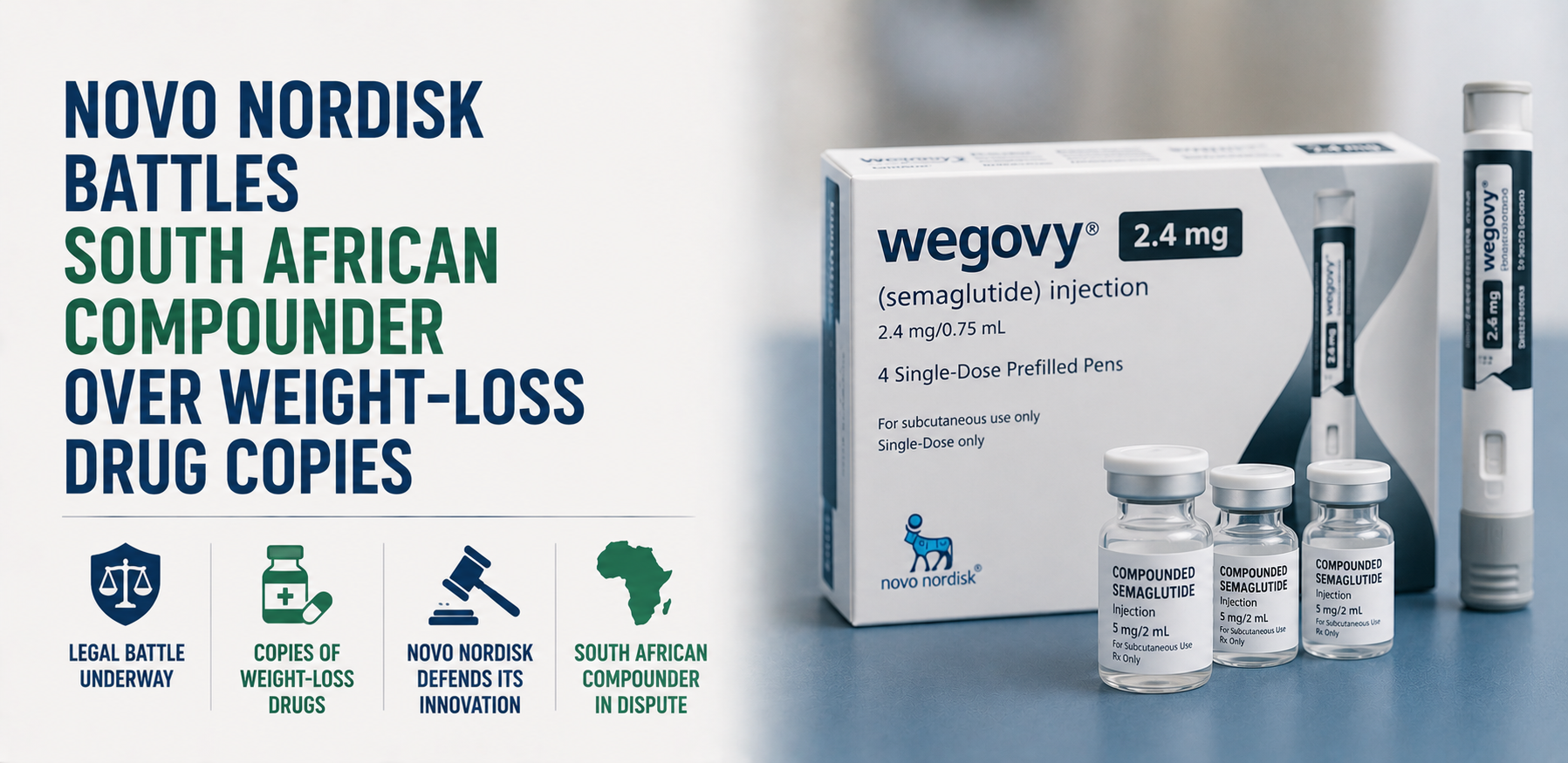 Novo Nordisk Battles South African Compounder Over Weight-Loss Drug Copies