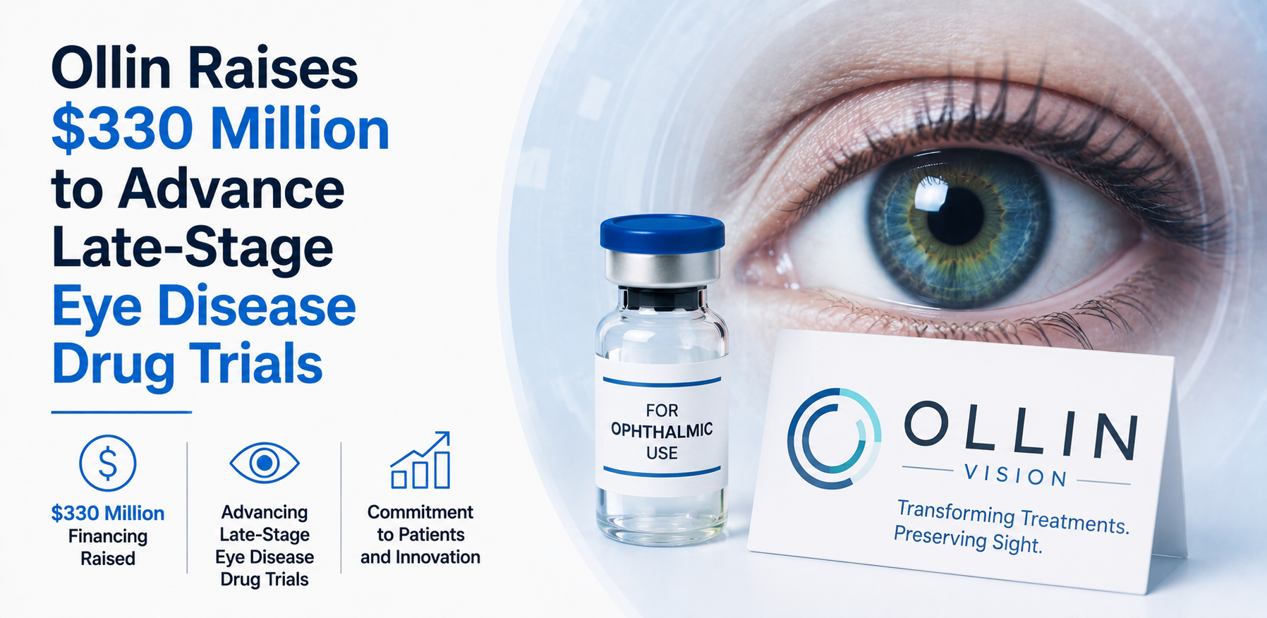 Ollin Raises $330 Million to Advance Late-Stage Eye Disease Drug Trials