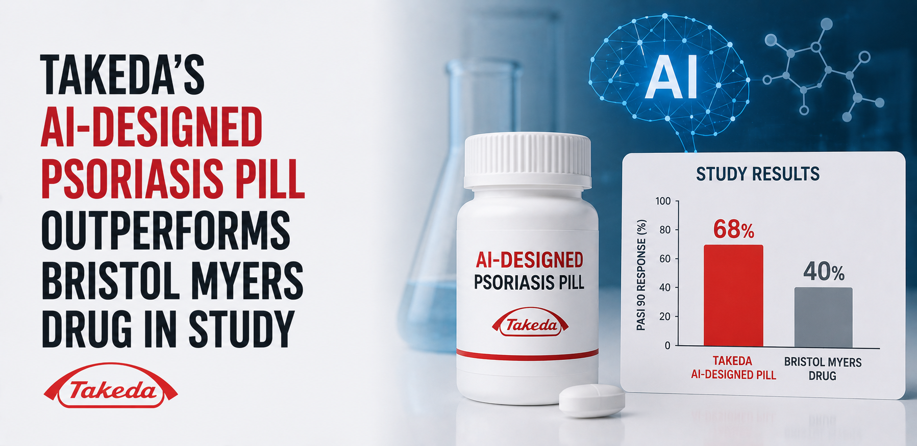Takeda's AI-Designed Psoriasis Pill Outperforms Bristol Myers Drug in Study