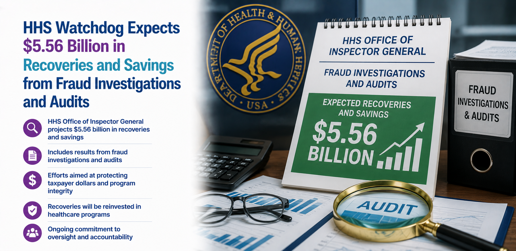 HHS Watchdog Expects $5.56 Billion in Recoveries and Savings from Fraud Investigations and Audits